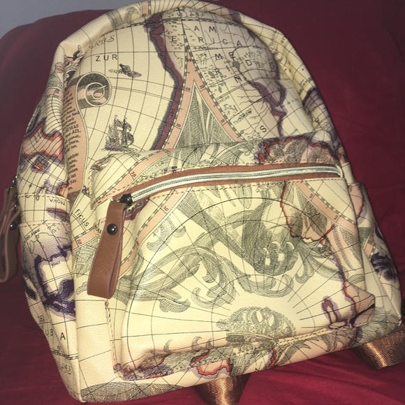 Handbags - Women's Map Print Pattern Backpack
